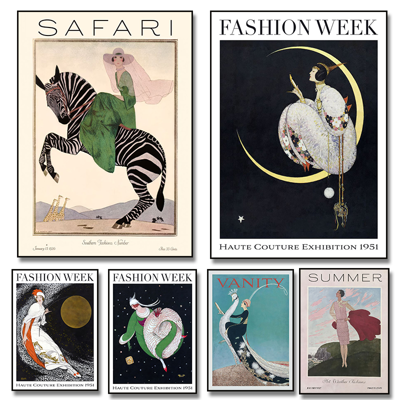 Vintage Fashion Magazine Covers - Vintage Fashion Magazine Cover Poster Woman