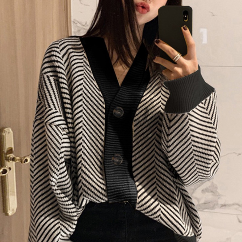 Autumn Winter Fashion Striped  – Crop Cardigan Vintage Bewertung und Preis