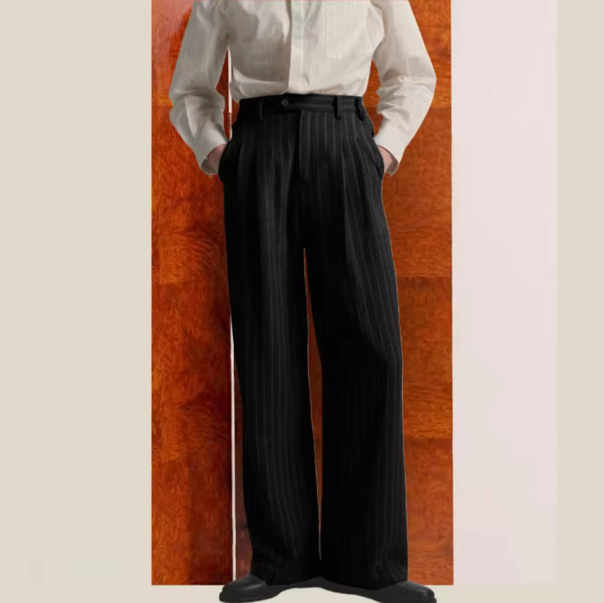 Men's Striped Pants High-Stree – Vintage Fashion Old Money Bewertung und Preis