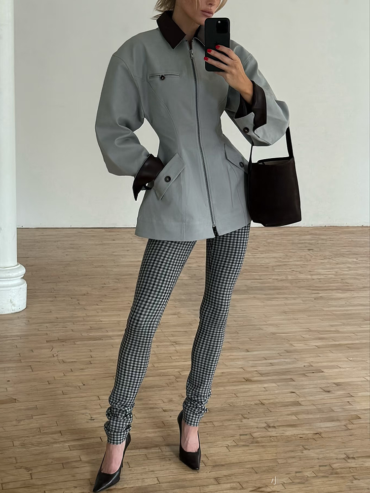 Leather-paneled jacket, a vint – Vintage Fashion Old Money Bewertung und Preis