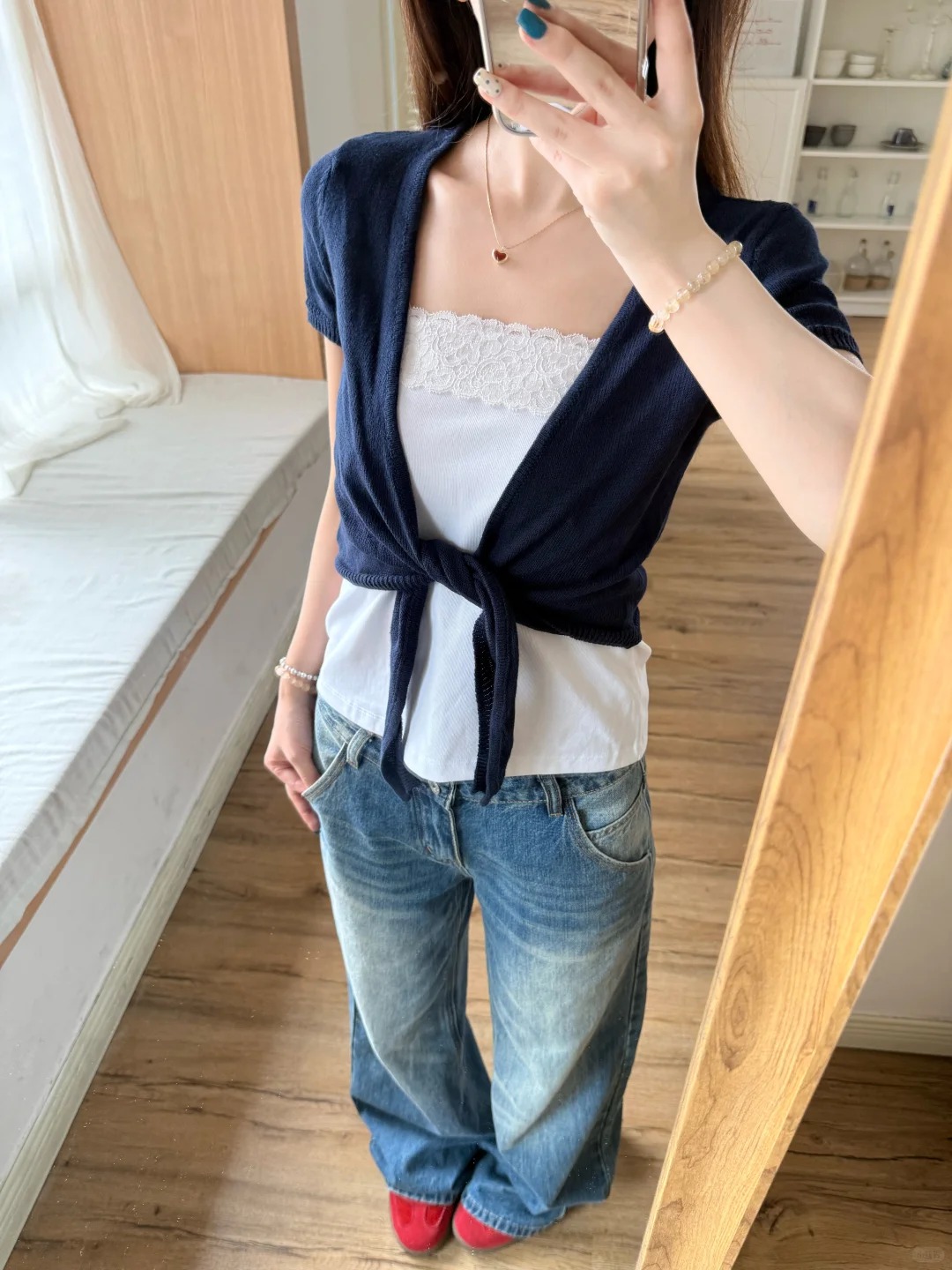 Navy Lace-up Cardigan Women Co – Crop Cardigan Vintage Bewertung und Preis
