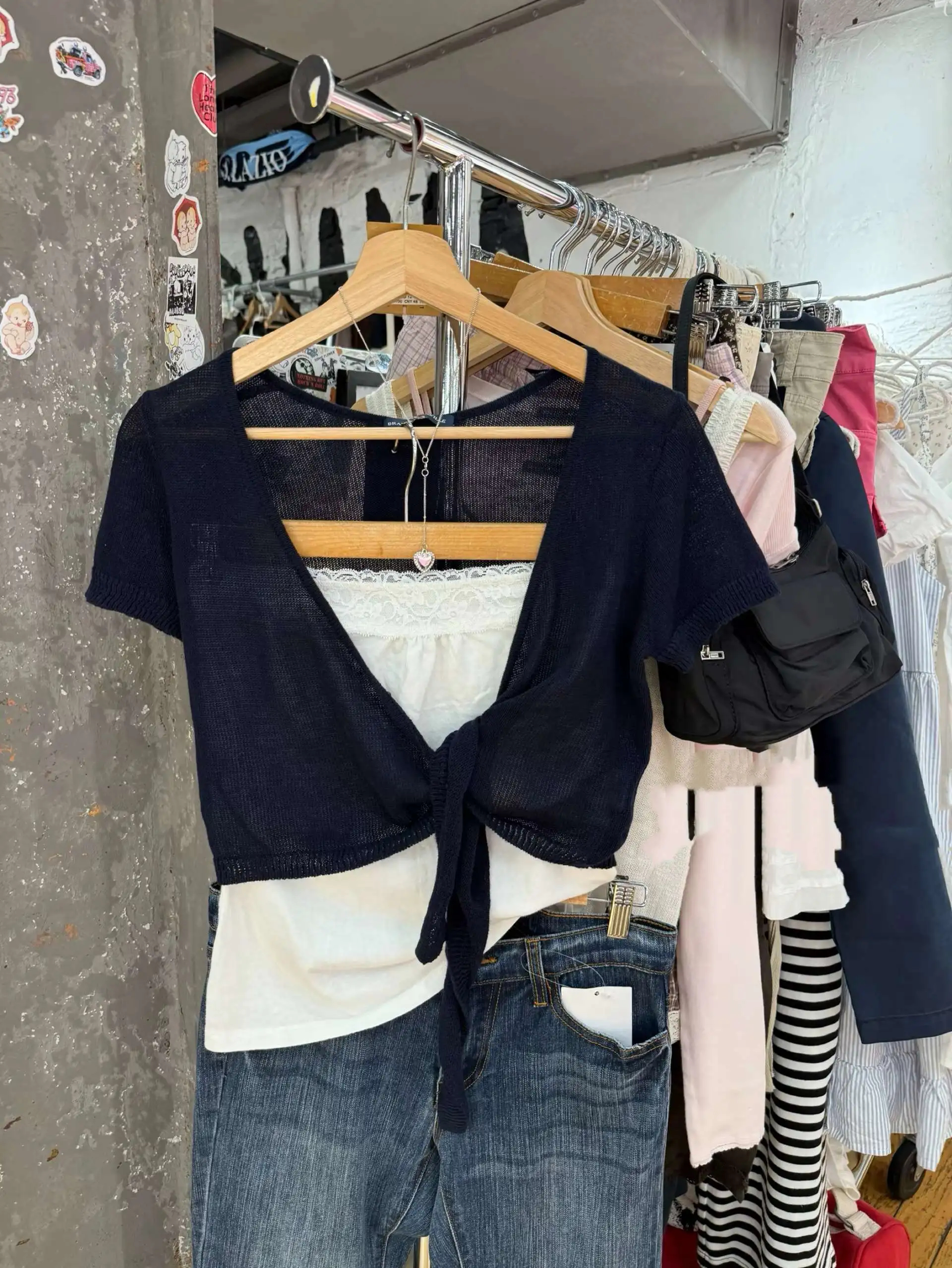 Navy Lace-up Cardigan Women Co – Crop Cardigan Vintage Bewertung und Preis