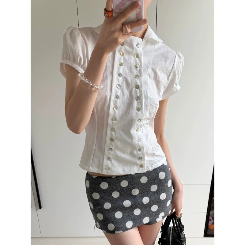 Y2K Japanese Vintage Blouse Pu – Vintage Fashion Korea Bewertung und Preis